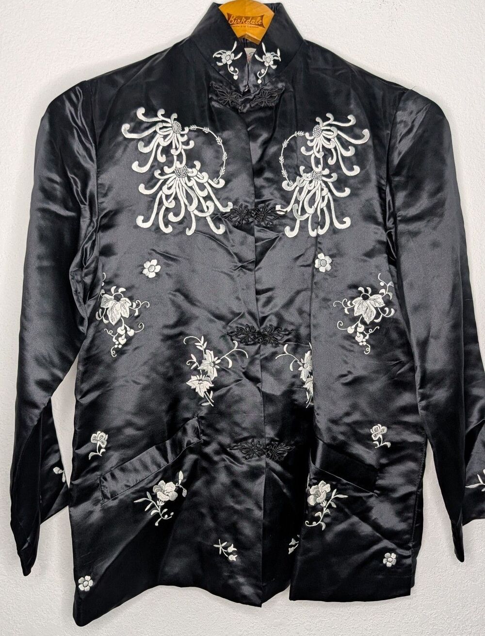 Plum Blossom Vintage Silk Embroidered Floral Chinese Blouse Size 34 (1009)